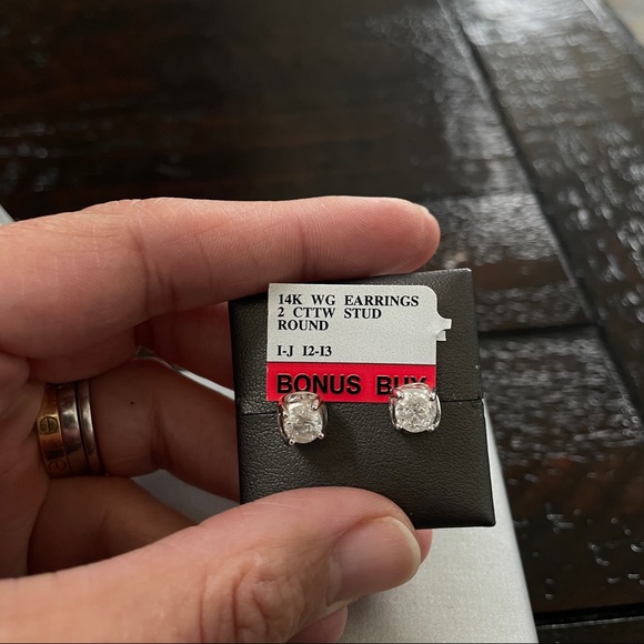 14k WG 2CTTW Studs - Picture 5 of 6